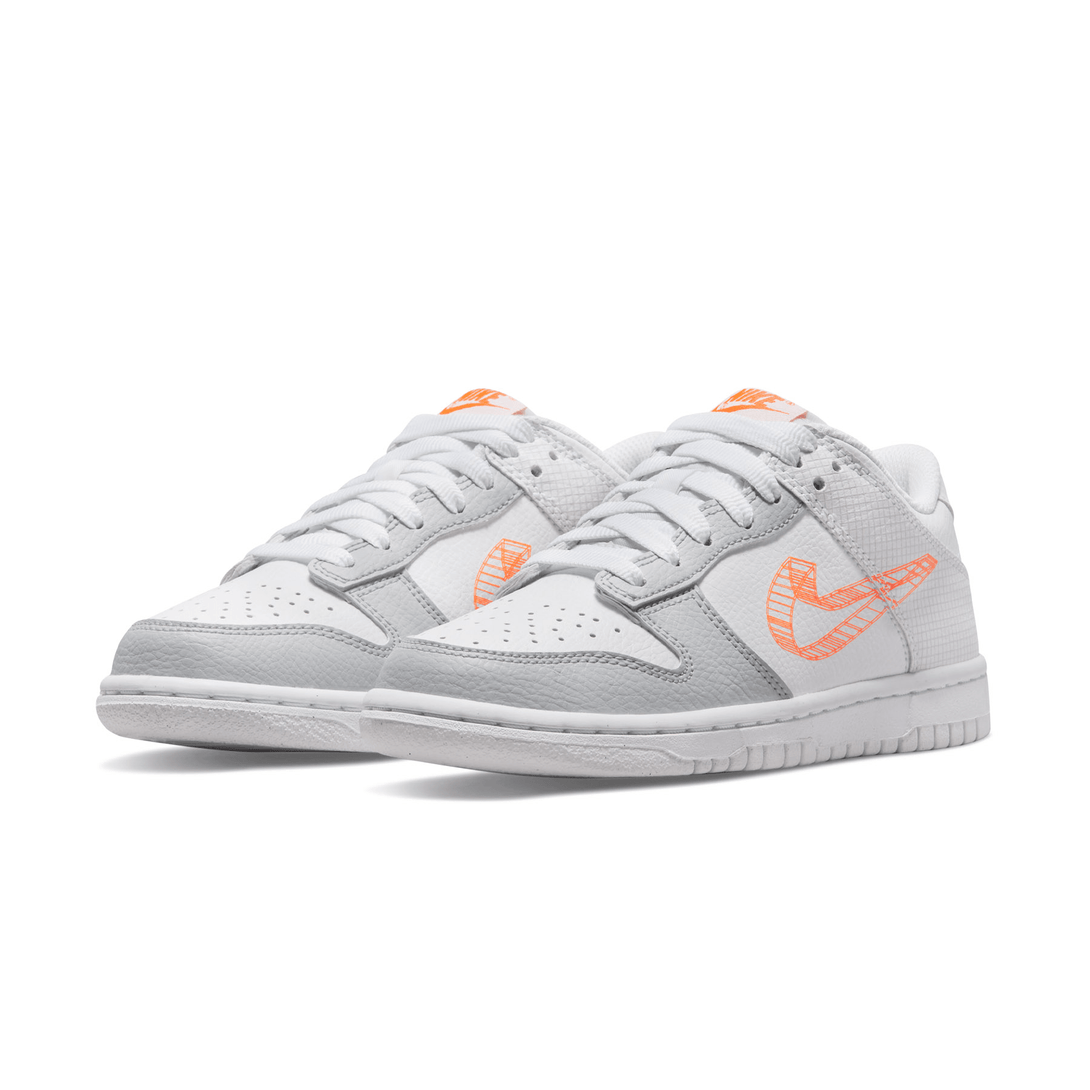 Nike Dunk Low GS 3D Swoosh White Grey- Streetwear Fashion - ellesey.com