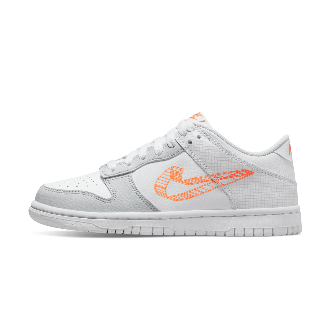 Nike Dunk Low GS 3D Swoosh White Grey- Streetwear Fashion - ellesey.com