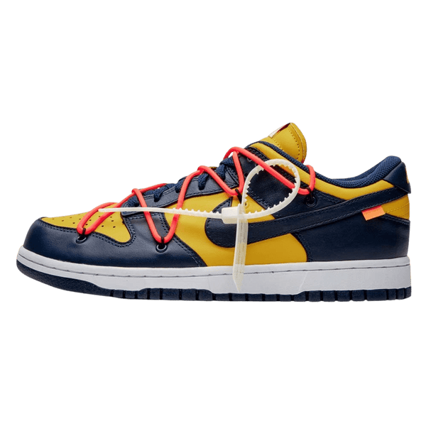 OFF-WHITE x Nike Dunk Low 'University Gold'- Streetwear Fashion - ellesey.com