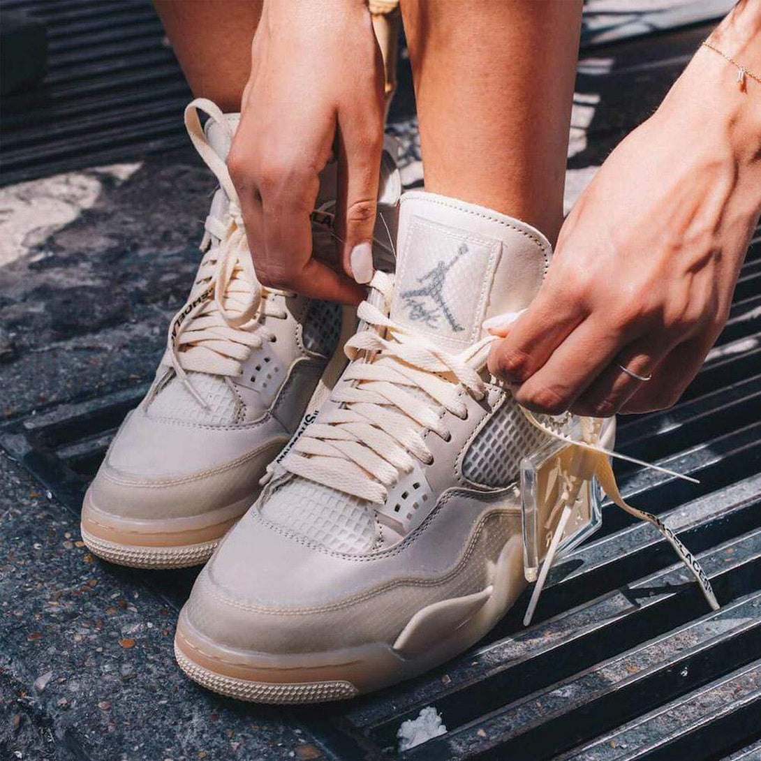 OFF-WHITE x Wmns Air Jordan 4 SP 'Sail'- Streetwear Fashion - ellesey.com