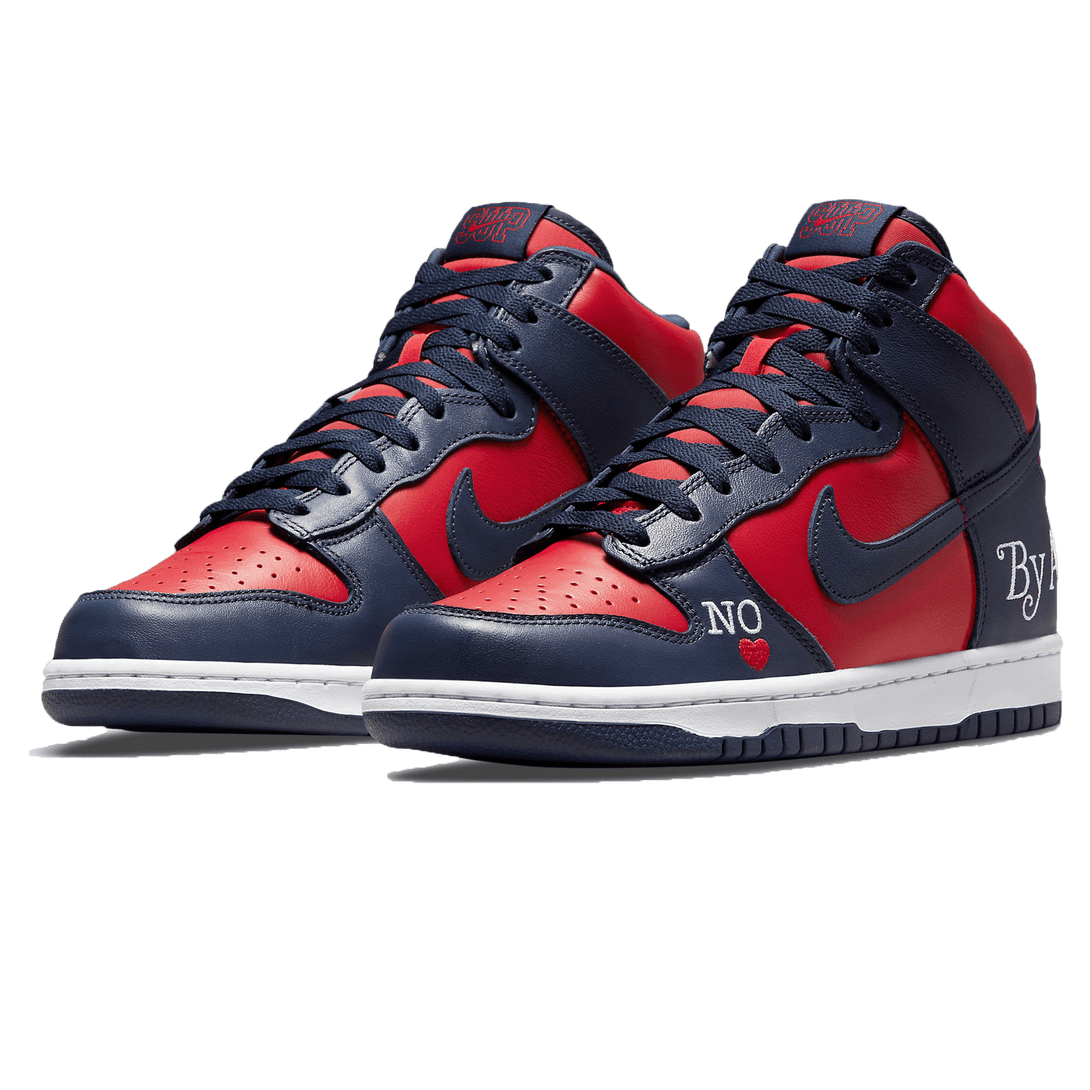 Supreme x Nike Dunk High SB 'By Any Means - Red Navy'- Streetwear Fashion - ellesey.com