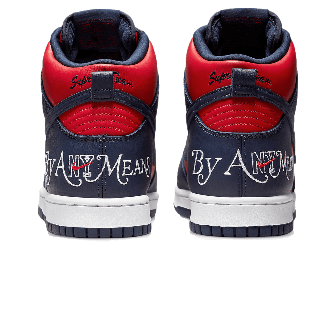 Supreme x Nike Dunk High SB 'By Any Means - Red Navy'- Streetwear Fashion - ellesey.com