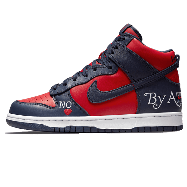 Supreme x Nike Dunk High SB 'By Any Means - Red Navy'- Streetwear Fashion - ellesey.com