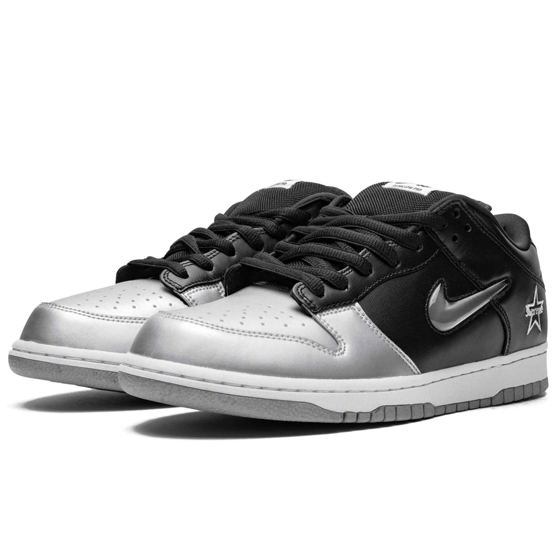 Supreme x Nike Dunk SB Low QS 'Metallic Silver'- Streetwear Fashion - ellesey.com