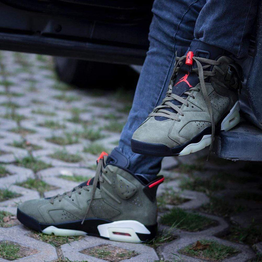 Travis Scott x Air Jordan 6 Retro 'Olive'- Streetwear Fashion - ellesey.com