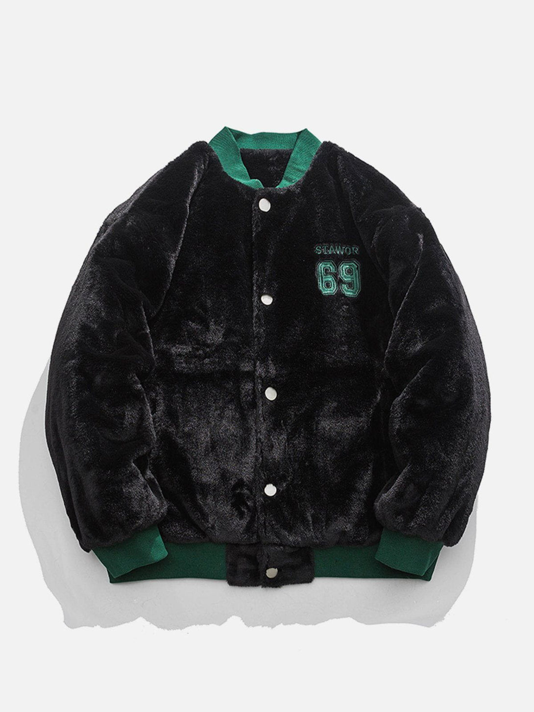 Ellesey - Embroidered Numbers Sherpa Coat-Streetwear Fashion - ellesey.com