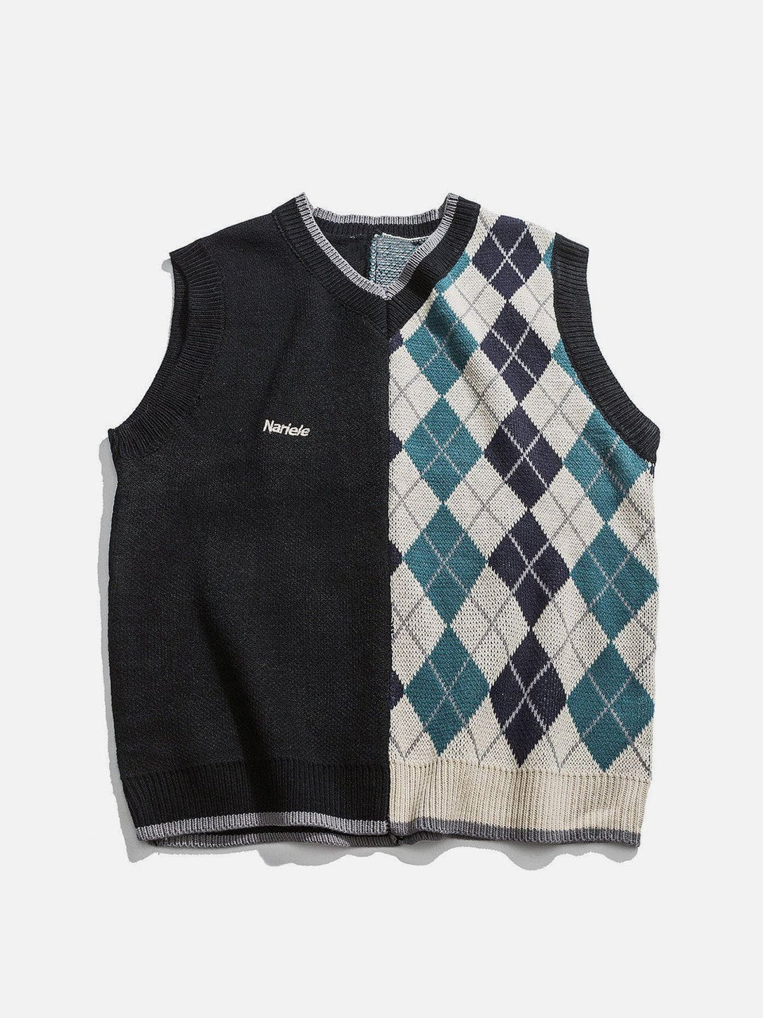 Ellesey - Stitching Diamond Pattern Sweater Vest-Streetwear Fashion - ellesey.com