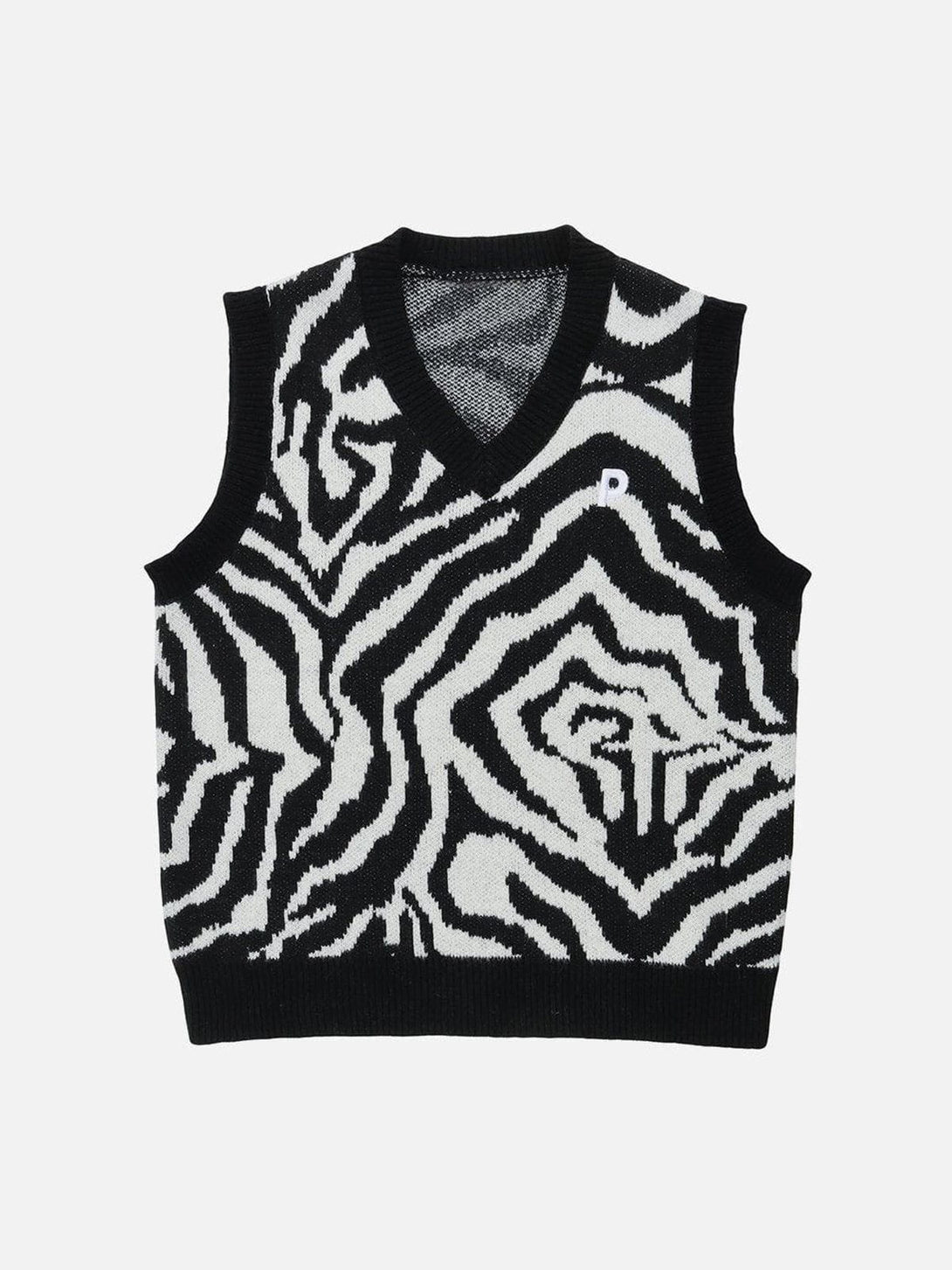 Ellesey - Zebra Pattern Embroidery Sweater Vest-Streetwear Fashion - ellesey.com